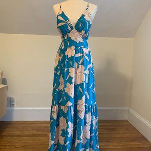 New Stunning Floral Blue Dress